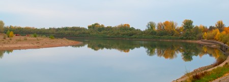 Panoramic view on the river Belaya, Ufa city, Bashkortostan