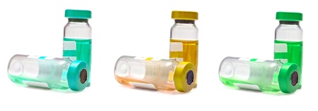 Transparent ampules on a white background. Isolation. Shallow DOFの写真素材