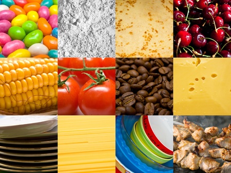 Abstract background from several beverage and plates. Shallow DOF. Collageの写真素材