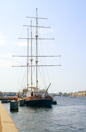 Old sail yacht in Saint-Petersburg. Shallow DOFの写真素材