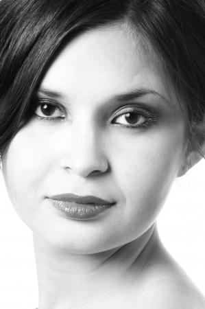 Portrait of the young girl on white background. Isolation の写真素材