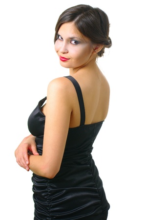 Portrait of the young girl on white background. Isolation の写真素材