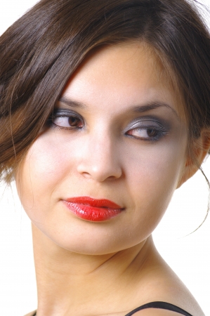 Portrait of the young girl on white background. Isolation の写真素材