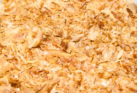 The chips of salmon for sushi rolls. Texture.の写真素材