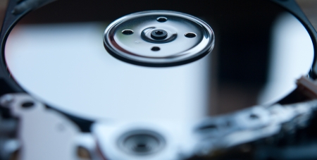 Part of hard disk of computer. Shallow DOF, close upの写真素材