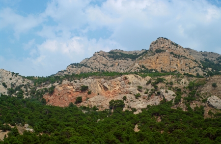 Mountains of Crimea in Ukraine tops of the mountains against the sky の写真素材