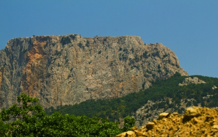 Mountains of Crimea in Ukraine tops of the mountains against the skyの写真素材