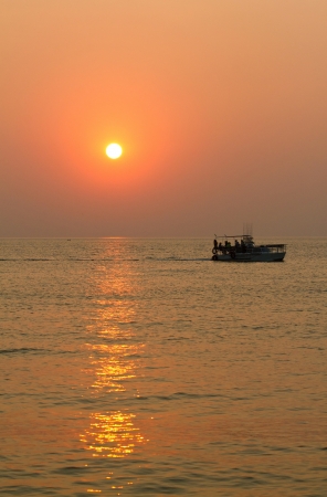 Fishing boat on the water of Black sea.の写真素材