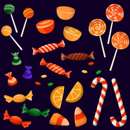 set of candies for halloween, lollipops and marmalade vector imageのイラスト素材