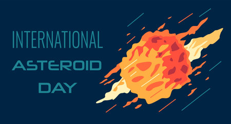 Vector illustration on the theme of International Asteroid Day observed each year on June 30th.のイラスト素材