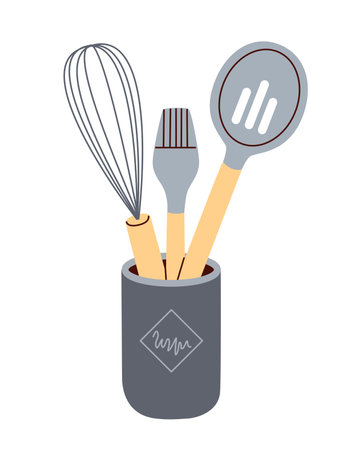 Kitchen utensils set. Kitchenware, cooking tools. Flat vector illustration.のイラスト素材