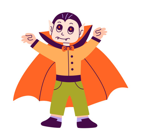 Cartoon character at Halloween party dressed as a vampire.のイラスト素材