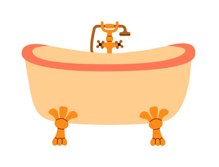 Bathtub and plumbing for bathroom interior.のイラスト素材
