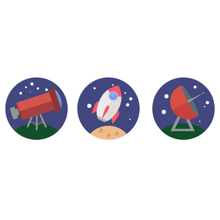 Space flat iconsのイラスト素材