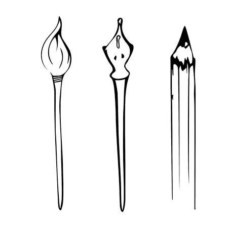 Hand-drawn tools for calligraphyのイラスト素材