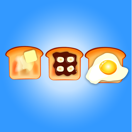 toasts illustration for breakfastのイラスト素材