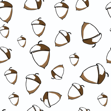 Hand drawn acorn background. seamless pattern. Editable ector illustrations.のイラスト素材