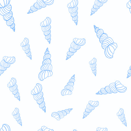Seashell on sea background. Beach concept for restaurant menu card, ticket, branding, logo label.のイラスト素材