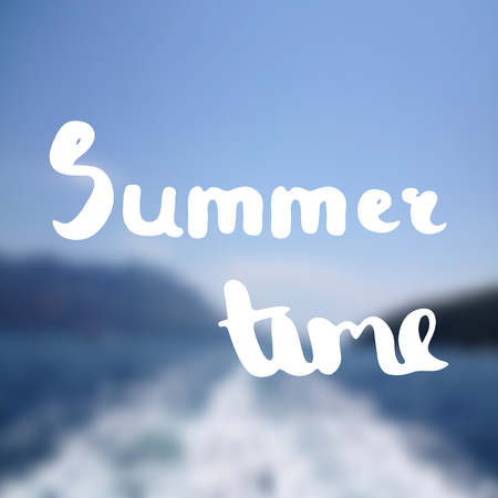 Brush lettering composition. Phrase Hello Summer. Vector illustrationのイラスト素材