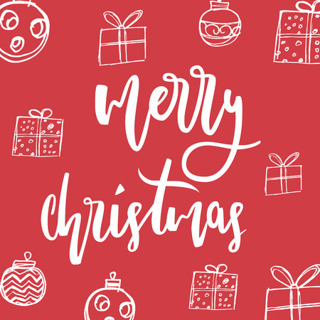 Hand lettering calligraphic Christmas type posterのイラスト素材