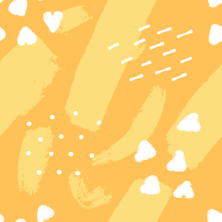 Abstract geometric background with brush strokes in Memphis style. Vector seamless pattern. Vector illustrationのイラスト素材