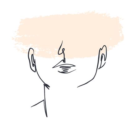 Abstract Woman face one line drawing. Portret minimalistic style. Continuous line. Abstract pastel bacgroundのイラスト素材