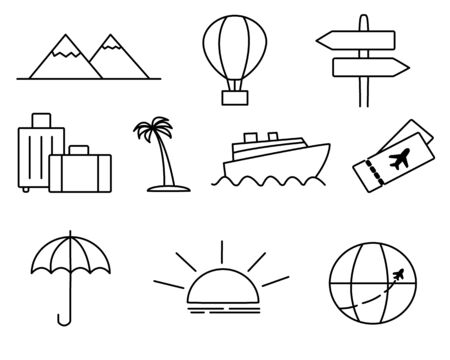 Travel icons set.Vector map airのイラスト素材