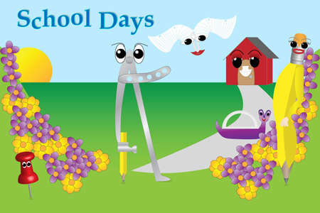 School supply charactersのイラスト素材