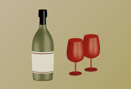 Wine bottle and wine gobletsのイラスト素材