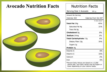 Avocado Nutrition Factsのイラスト素材