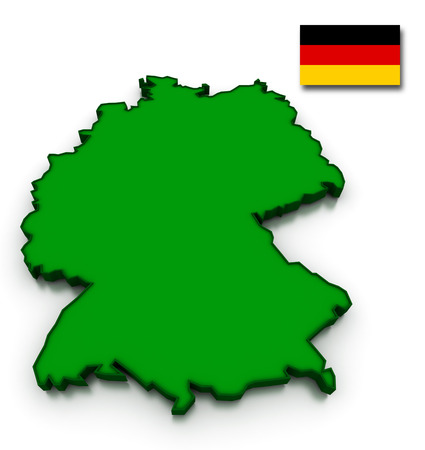 3D render of the German map and flag.の写真素材