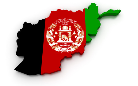 3D render of the Afghanistan map in the colors of its flag.の写真素材