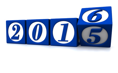 Three dimensional render of 2016 text in blocksの写真素材