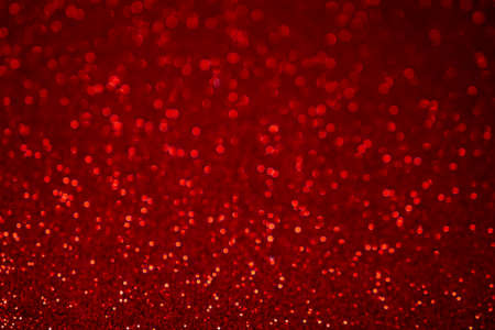 Red bokeh background New Year concept, Flatlay, Glittery shiny lights silver abstract Christmas...