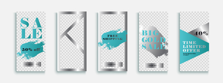 Trendy editable stories templates, vector illustration. Design backgrounds for social media story.のイラスト素材