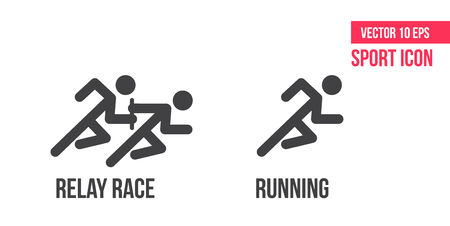 Running icon, relay race vector icon. Set of sport vector line icons. athlete pictogram, flaticonのイラスト素材