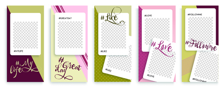 Trendy editable stories templates  with gold texture, vector illustration.のイラスト素材