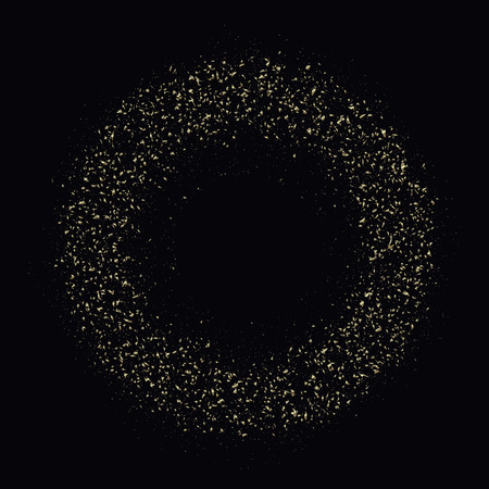 Gold sparkles on black background. Gold glitter background. Gold background for card, vip, exclusive, certificate, gift, luxury, privilege, voucher, store, present, shopping. - stock vectorのイラスト素材