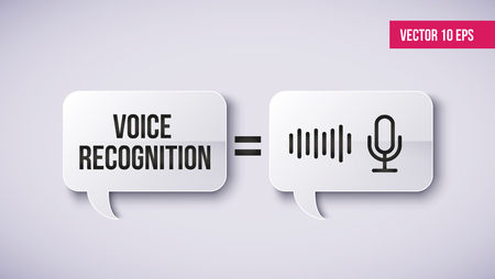 Personal assistant and voice recognition concept on a speech bubble. Concept of soundwave intelligent  technologies.のイラスト素材