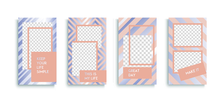 Trendy editable stories templates, vector illustration. Design backgrounds for social media story.のイラスト素材