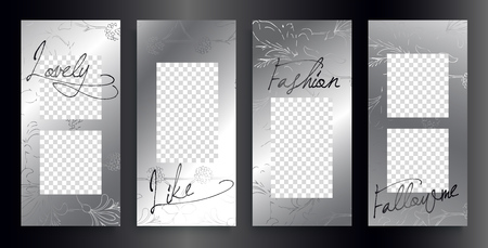 Trendy editable stories templates, vector illustration. Design backgrounds for social media story.のイラスト素材