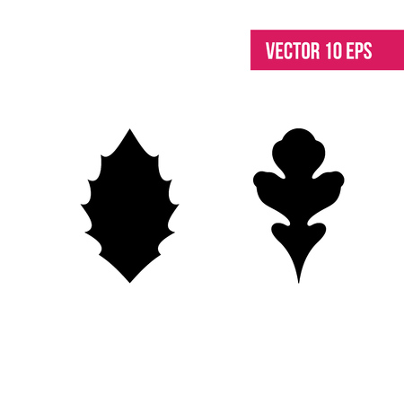 Leaves vector set. Leaves isolated from the background. Collection black silhouettes of leaves. Leaves sign.  herbarium.のイラスト素材