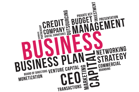 Business word cloud collage, business concept background. Venture capital.のイラスト素材