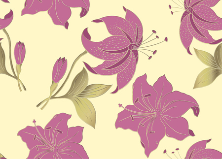 Floral seamless pattern can be used for wallpaper, textile printing, card. Hand drawn endless vector illustration of flowers on dark background. Floral background. Summer collection. Vector .のイラスト素材