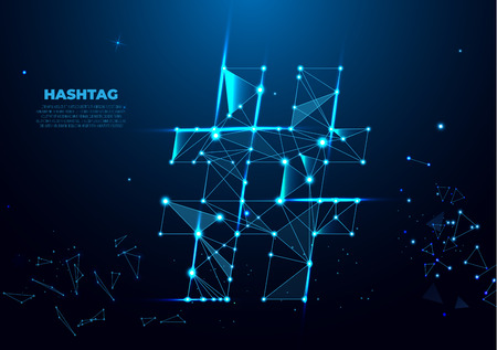 Hashtag icon vector. Digital marketing concept. Polygonal wireframe mesh art, poly low.のイラスト素材