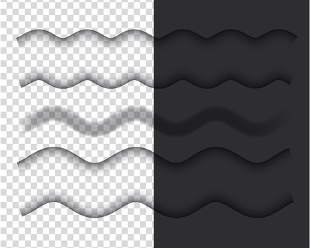 Vector shadows isolated. Set of wavy shadow effects. Design elements.のイラスト素材