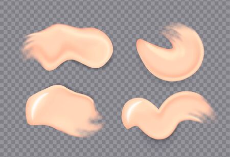 3d realistic concealer smear. Foundation beige liquid .Cosmetic make up. Vector make up beauty illustration. Liquid foundation daub. Smudged tone cream. blob creamのイラスト素材