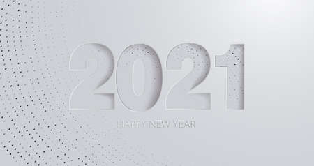 2021 New Year banner. Happy 2021 new year card in paper cut style for your seasonal holidays flyers, greetings and invitations cards, banners. Ox year.のイラスト素材