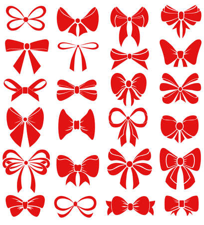 Set of graphical red decorative bows.のイラスト素材