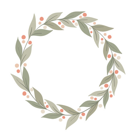 Cute flowers circle wreath floral wallpaper template background bouquet. Botanical flower and leaf branch can be used for printing, greeting or wedding anniversary. Vector invitation card conceptのイラスト素材